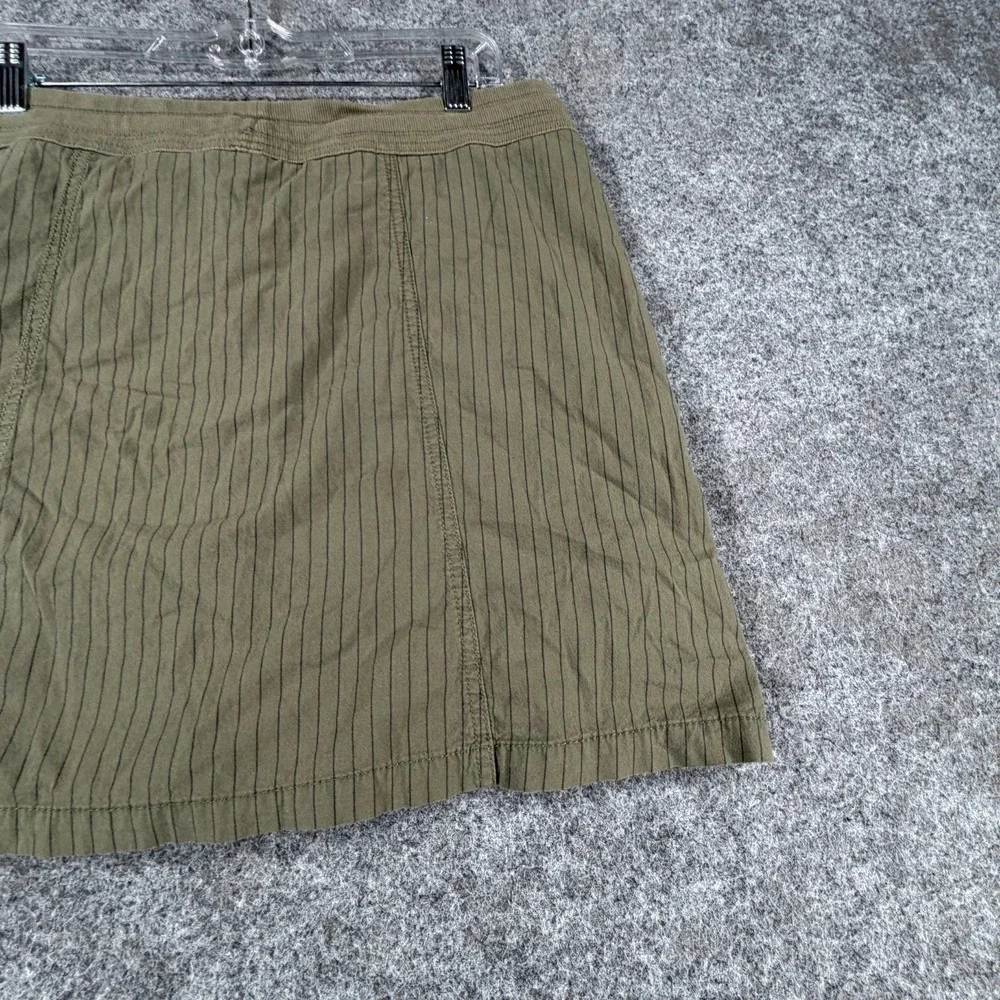 Great Northwest Indigo Skort Women 12 Olive Green Striped Stretch Built In Brief